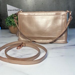 HOBO rose gold small purse w/ interchangeable straps